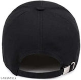 White embroidery cotton baseball cap (black), modern design with self-print, adjustable for men and boys. Made in India