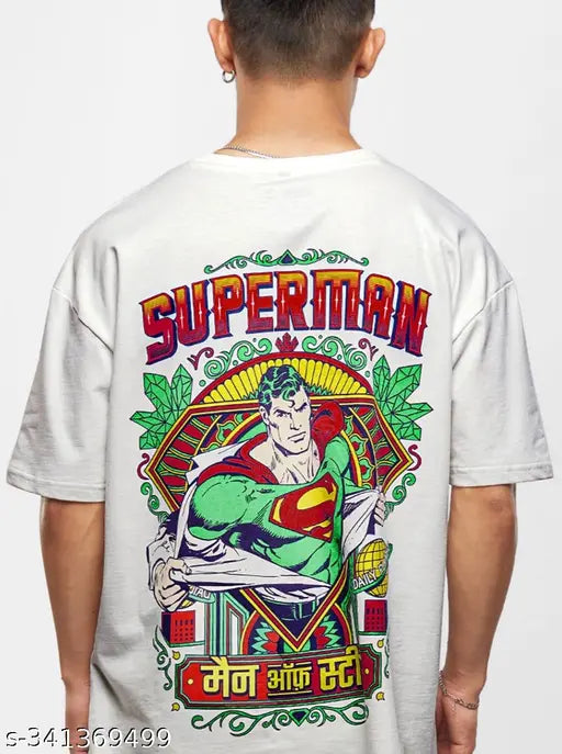 Oversized graphic print cotton half sleeves T-shirt, vibrant design by Indian brand for modern men