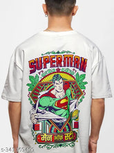 Oversized graphic print cotton half sleeves T-shirt, rich colors, modern men's fashion, India origin