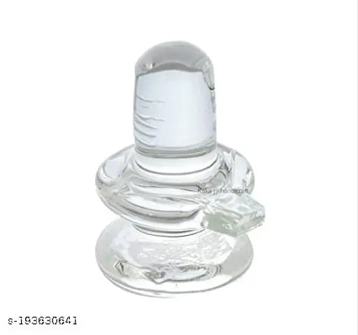 White glass Shivling decorative piece - Pure Sphatik crystal, 5cm height, ideal for pooja or spiritual settings