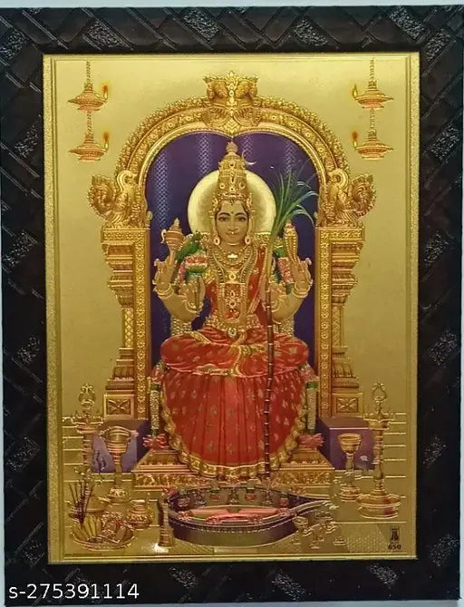 Synthetic resin, 9*12 inch Kanchipuram photo frame featuring Kanchi Kamakshi Kamatchi Amman ambal image, India-made indoor decor