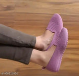 Textured mesh synthetic flats, women's office-friendly slip-ons in sizes IND-4 to IND-8. Modern ballerinas from Indian latest collection