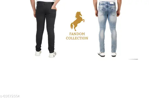 Hard denim jeans pack of 2 for men, solid indigo color, suitable for sizes 28, 30, and 32