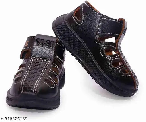 Brown synthetic leather casual shoes-sandals for 3 months to 7 years, ideal for boys and girls for regular and party wear. Breathable, flexible sole with Velcro fastening