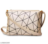 Golden white and pink printed PU bags combo for stylish women's sling bags (3 bags, free size)