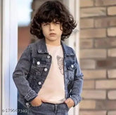 Denim dyed/washed boys jacket & coat, agile and trendy for 4-8 years old clothing collection