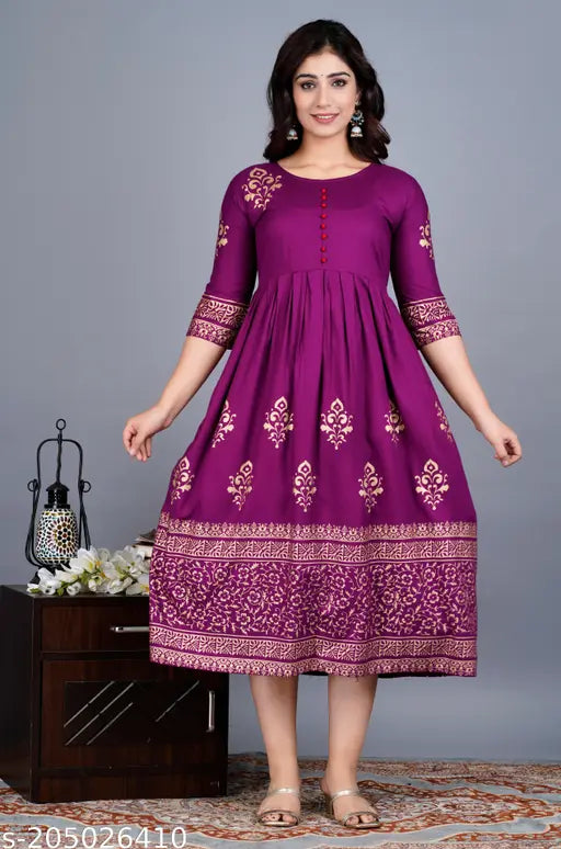 Rayon Buta Gown, three-quarter sleeves, zari woven with gold detailing, Indian bridal gown on mannequin