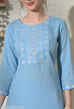 Viscose Rayon Myra Drishya Women's Kurta and Pant Set, embroidered net office attire, solid print, Indian origin