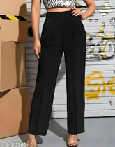 Cotton blend solid net women's trousers and pants in various sizes: 26, 28, 30, 32, 34, Indian-made apparel for women