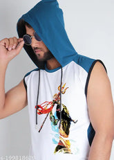 Shiv with trishul polycotton sleeveless tee, Indian mythology design on relaxed fit apparel
