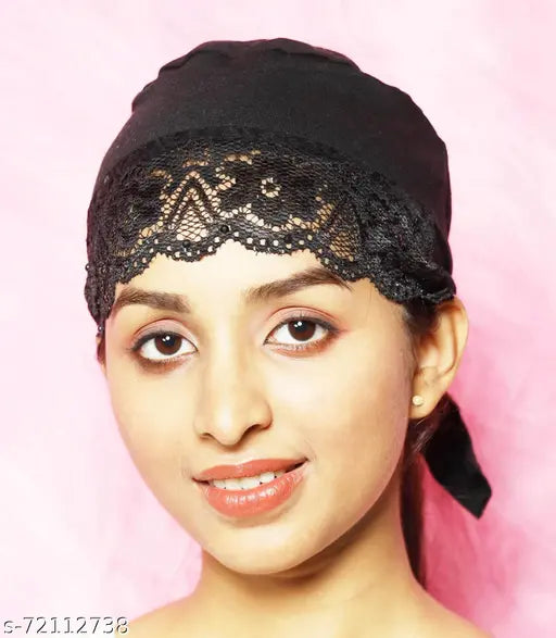 Cotton checked Muslim Women Hijab Cap Pack of 4, multidesign black underscarf for various purposes, origin India