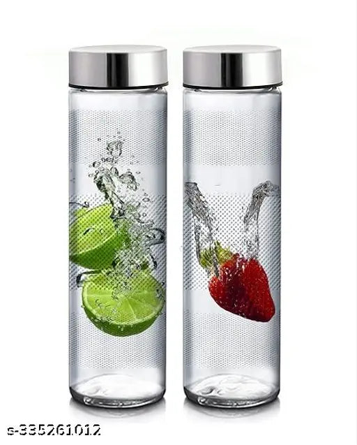 Double layer stainless steel leak-proof glass water bottles, 750ml set of 2 - premium quality, slender mouth design, perfect for beverages
