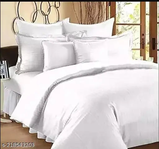 Double satin striped cotton bedsheet, two pillow covers. Luxurious, superfine quality cotton for summer use. Indian-made, elegant design adds sophistication to any bedroom