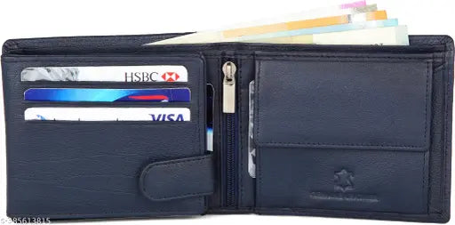 Solid leather men's wallet, 2 compartments, free size (10cm x 11cm), classic design, durable, affordable luxury