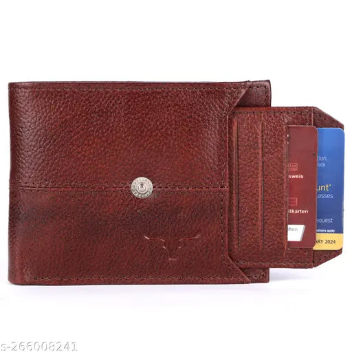 Solid brown leather men's wallet with RFID protection, perfect for gifting, handcrafted in India
