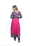 Indian printed crepe Anarkali kurti, three-quarter sleeves, XS-XXL. Elegant festive wear for women