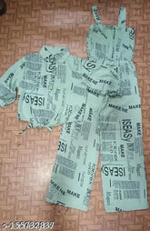 Women's printed poly crepe 2-set jumpsuit with short sleeves, size S/M, Indian origin