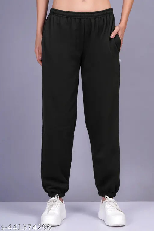Black lavender women's wool jogger for winter - trendy elastic waistband design, comfortable and stylish