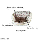 White Unicorn Printed Polyester Diaper Bag with Multiple Compartments - Durable Waterproof Oxford Cloth, Insulated Pocket, and Wet & Dry Separation for Easy Organization during Travel