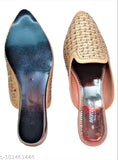 Synthetic peach embellished flat shoes, women's slip-on with racecourse pattern, Indian origin - sizes IND-3 to IND-8