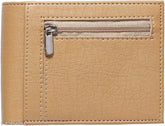 Beige PU leather wallet with front chain coin pocket design for men, featuring 5 compartments, including a zippered inside pocket. Perfect gifting solution for festivals like Diwali, Dhanteras, and weddings. Durable polyester lining interior ensures longevity. Made in India