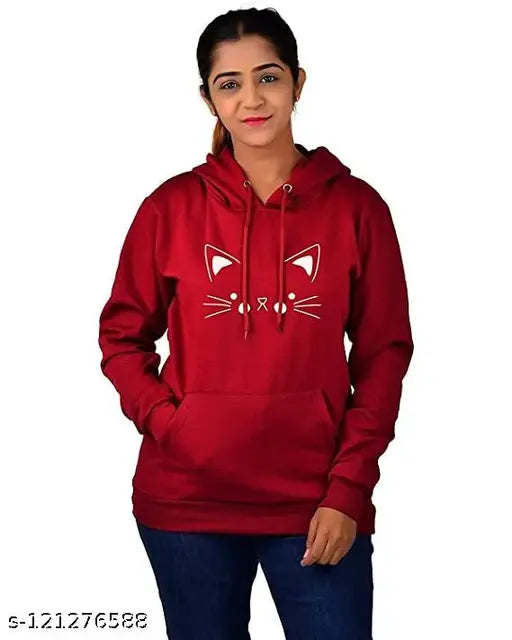 Cute printed cat hoodie/sweater for girls, long sleeve cotton garment for 11-16 years (India origin)