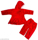 Wool winter wear frock suit for girls, solid color, long sleeves - India
