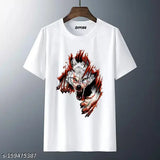 Wild Wolf printed white round neck t-shirt, short sleeves, animal print on premium polyester. Perfect for casual wear and machine washable
