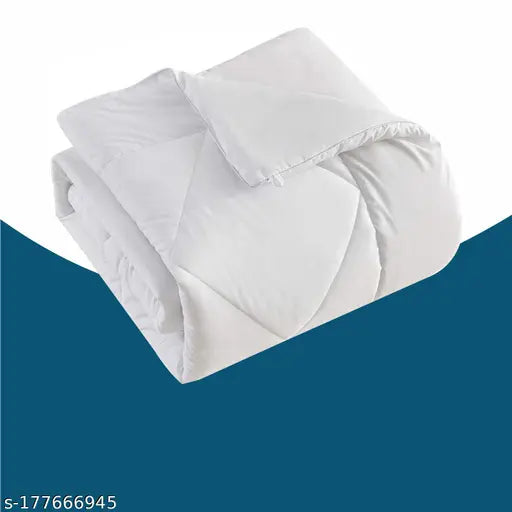 Microfiber white comforter, polyester single bed size 60"x90", India-made for cozy sleep