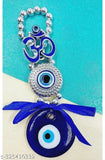 Om Blue plastic Nazar Battu for home decor, ideal for Vastu/Feng Shui, protective evil eye hanging for entrances