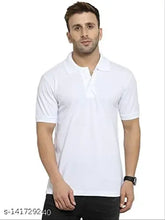 White bamboo short-sleeve polo T-shirt for men, solid design on hangar