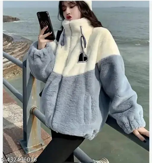 Colorblocked wool waistcoat for urban glamorous women, long sleeves, size S (bust 20", length 26", waist 19", hip 20", shoulder 16")