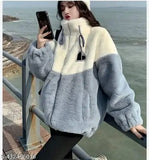 Colorblocked wool waistcoat for urban glamorous women, long sleeves, size S (bust 20", length 26", waist 19", hip 20", shoulder 16")