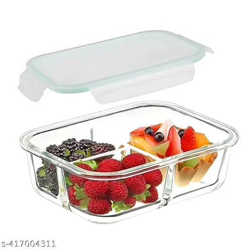 Glass classic lunch box, microwave safe, ideal for meal prep, pack of 1, Indian-made