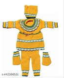 Embroidered wool winter dress set with payjama top, shoes and shawl for born baby, 0-3 months, Indian handcraft