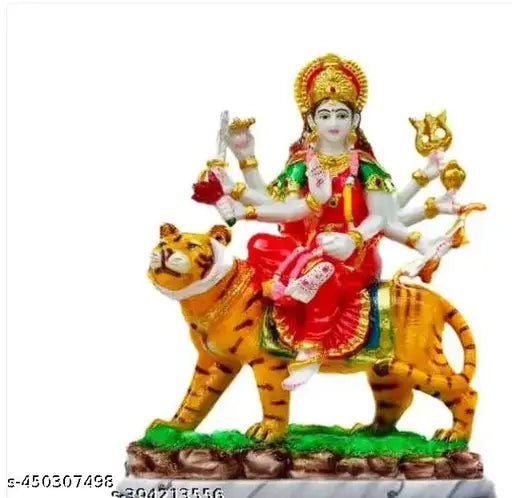 Marble Goddess Durga Mata car dashboard idol, perfect for Navratri and Diwali home decor or office showpiece