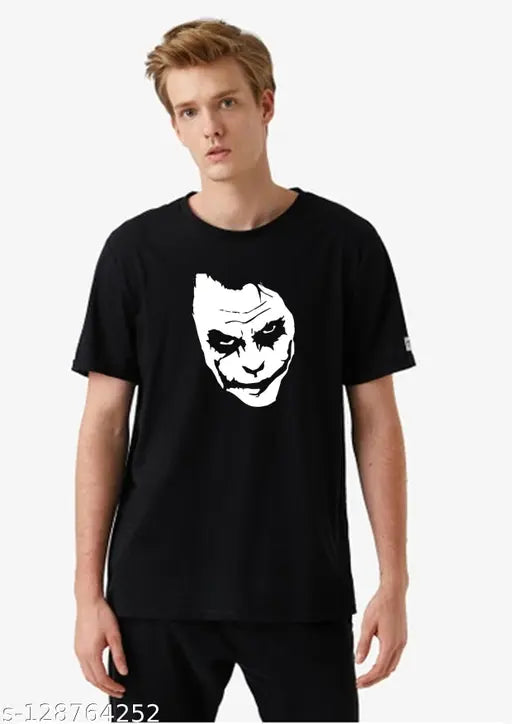 Heath Ledger Joker T-shirt, printed polyester short sleeve tee for men, size M (38" chest, 26" length)