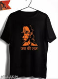 Polyester Shree Hanuman printed t-shirt, Indian spiritual art on short sleeves