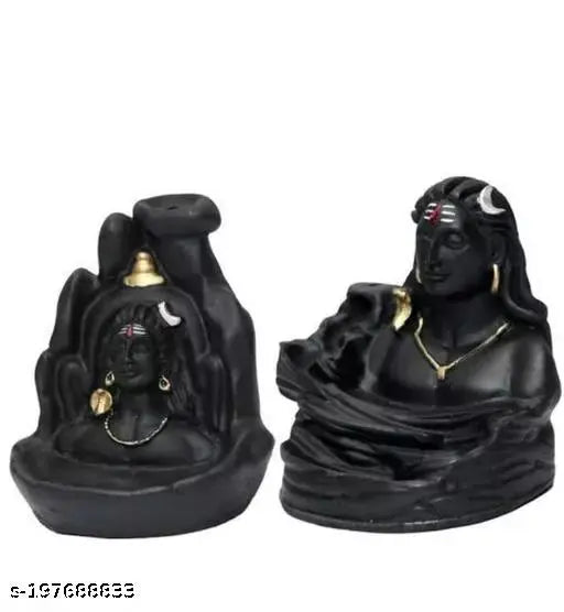 Resin Adi Shankara Adiyogi smoke fountain backflow, 20 cones. Handcrafted Indian incense holder showpiece with reversed smoke flow, Lord Shiva meditating." (117 characters)