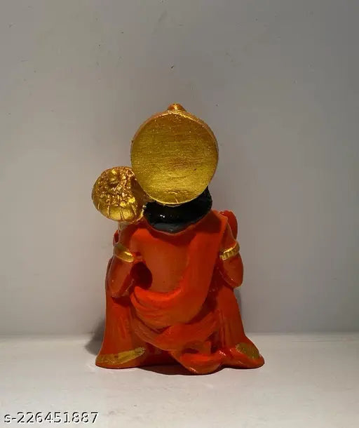 Polyresin, Indian-crafted Hanuman Ji modern art statue, ideal for temple car dashboard, home decor