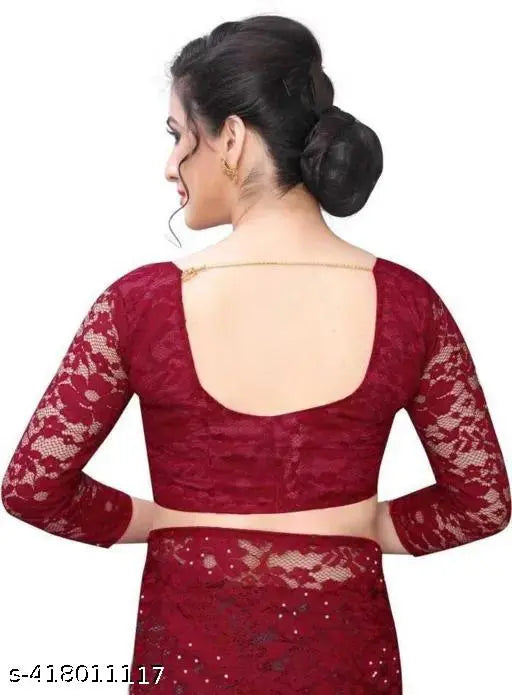 Floral net saree with running blouse, self-designed pattern, perfect for festive and traditional wear, hand wash, free size, origin India