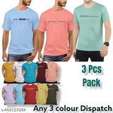 Cotton round neck men's t-shirts, solid color variety from India (S, M, L, XL, XXL) in pack of 3