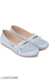 Grey synthetic ballerinas - slip-on women's flats, solid style in various sizes (IND-4 to IND-8)