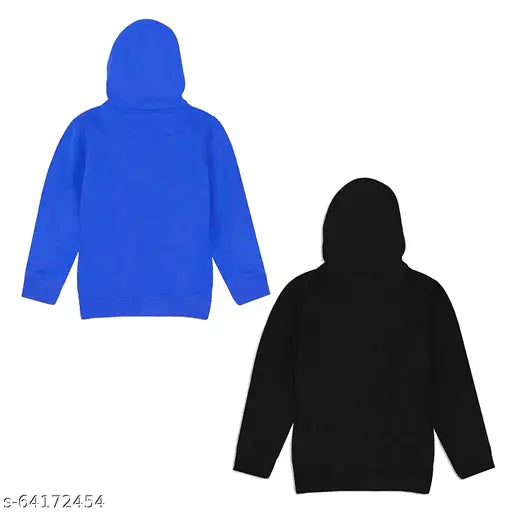 Multicolored Kuchipoo Boys' Fleece Hooded Hoodies (Pack of 2) - Cotton blend hoodies with long sleeves for kids aged 2-5 years old, featuring attractive printed patterns. Made in India