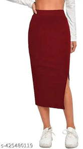 Polycotton women's maxi skirt with side slit hem, suitable for various occasions and seasons. Available in sizes 26-36. Perfect for accessories like necklaces, handbags, or sunglasses. Origin: India