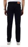 Men's black denim jeans, trendy and stylish for casual or dressed-up looks. Solid pattern, midrise fit with various sizes available (28-40), originating from India