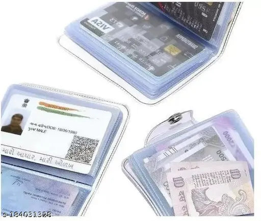 Classic plastic business card holder, solid pattern, 2 compartments for cards and IDs, free size (11cm x 10cm), great for travel or work