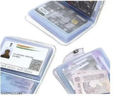Classic plastic business card holder, solid pattern, 2 compartments for cards and IDs, free size (11cm x 10cm), great for travel or work