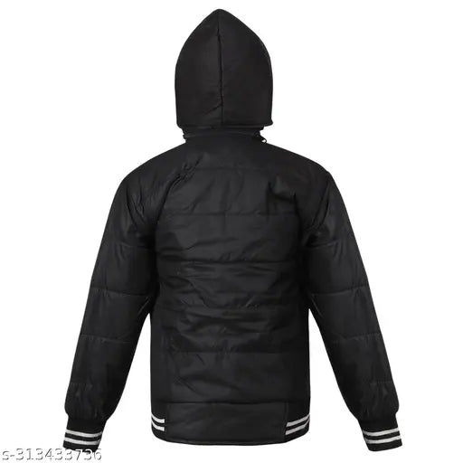 Wolver Kids polyester bomber jacket for boys - waterproof, hooded, long sleeves, solid pattern, ideal for family gatherings. Size: 4-5 Years (L18in/W28in). Made in India