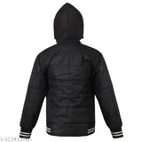 Wolver Kids polyester bomber jacket for boys - waterproof, hooded, long sleeves, solid pattern, ideal for family gatherings. Size: 4-5 Years (L18in/W28in). Made in India